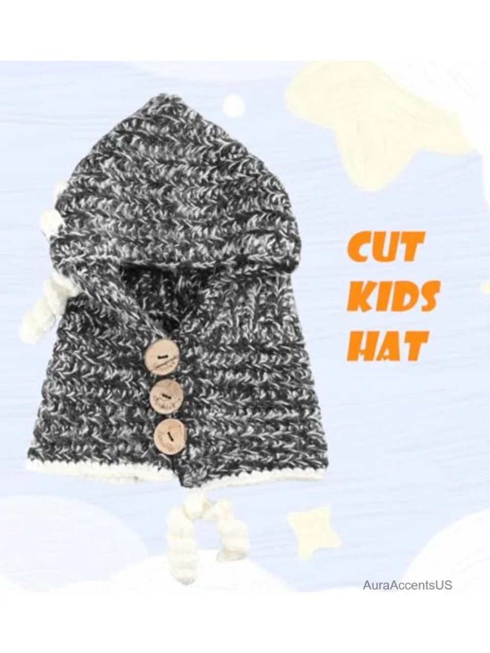 Kids Knitted Cat Animal Winter Hat with Scarf - Soft Warm Beanie